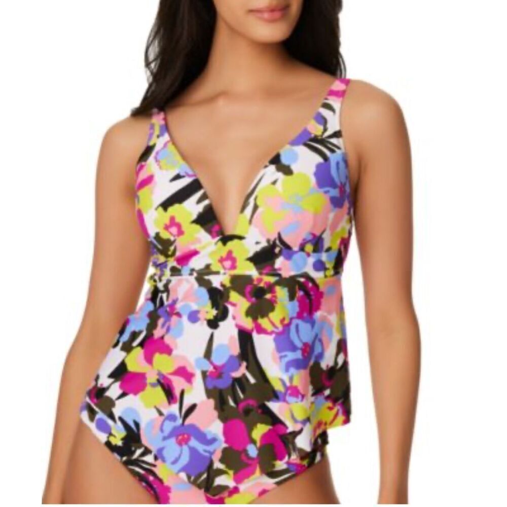 Bar III Paradise Garden Tankini Top Floral Print Size Small